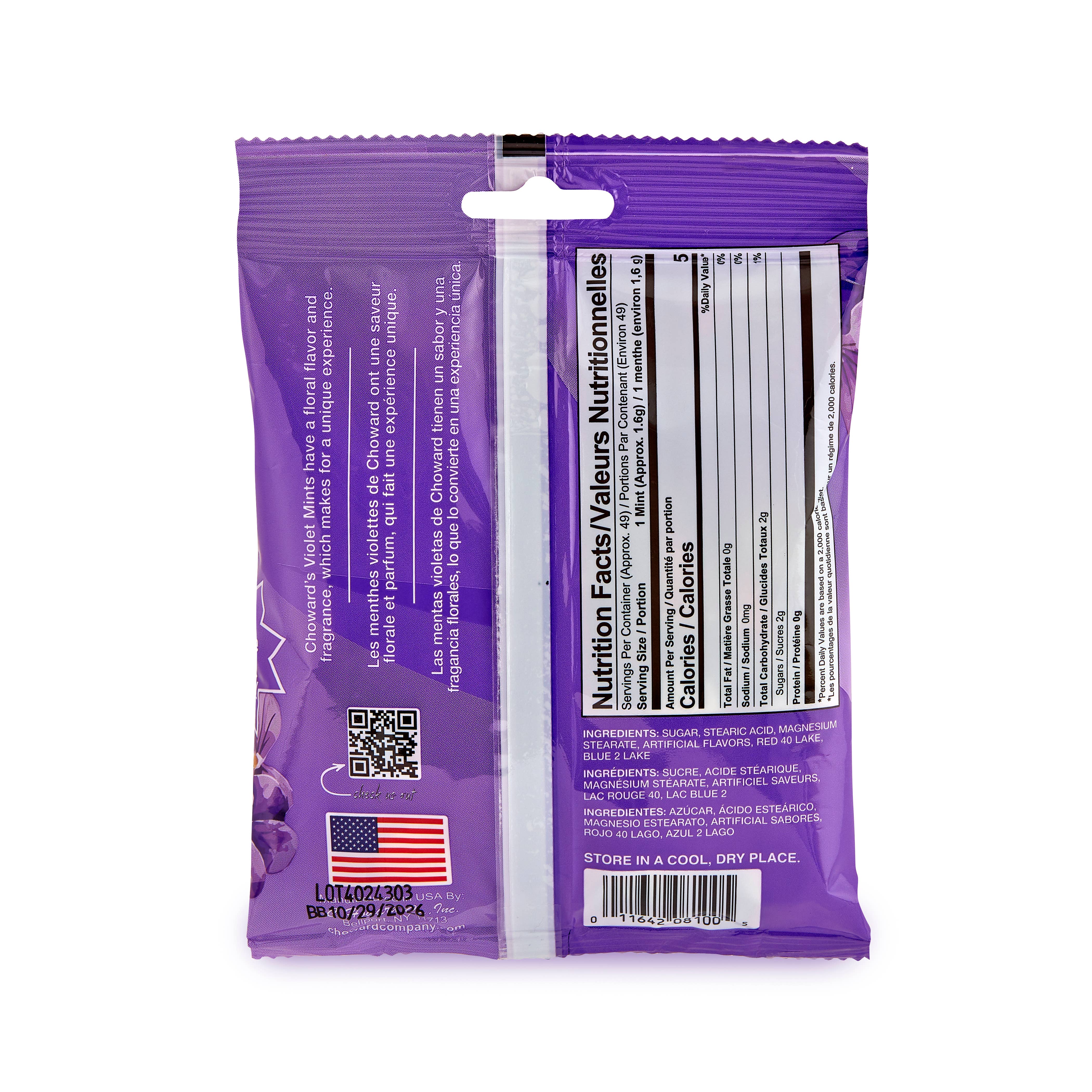 C. Howard Company, Inc. - Wholesale Mints - Choward's Violet Mints Peg Bag 3oz.9