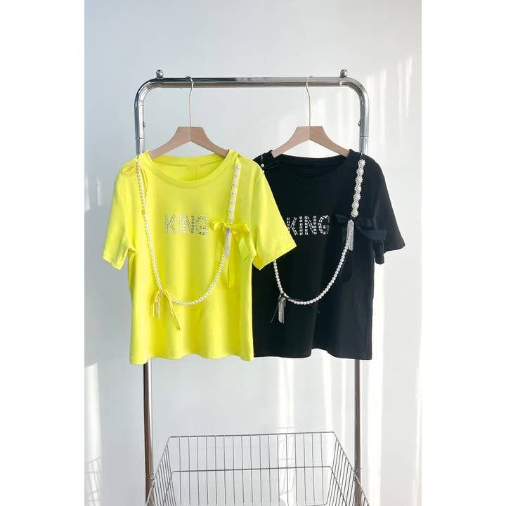 Lettering Studded Embellished Tees for wholesale by XHHH Inc