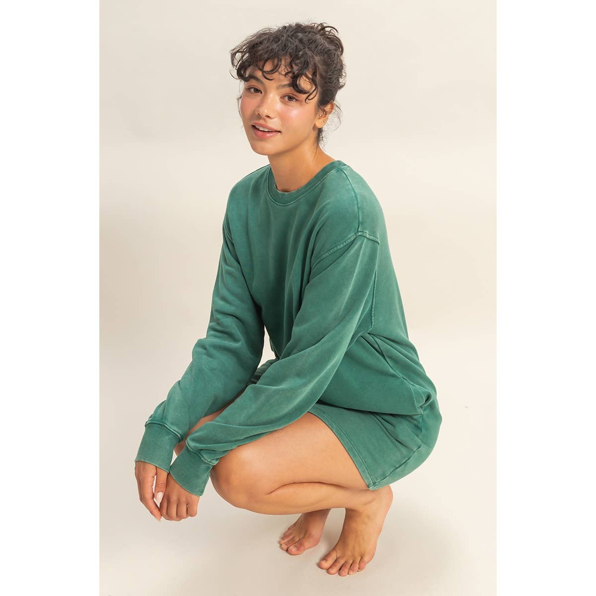 Double Zero - Venta al por mayor Vestido - Mujer - Vestido sudadera mini de gran tamaño lavado mineral13