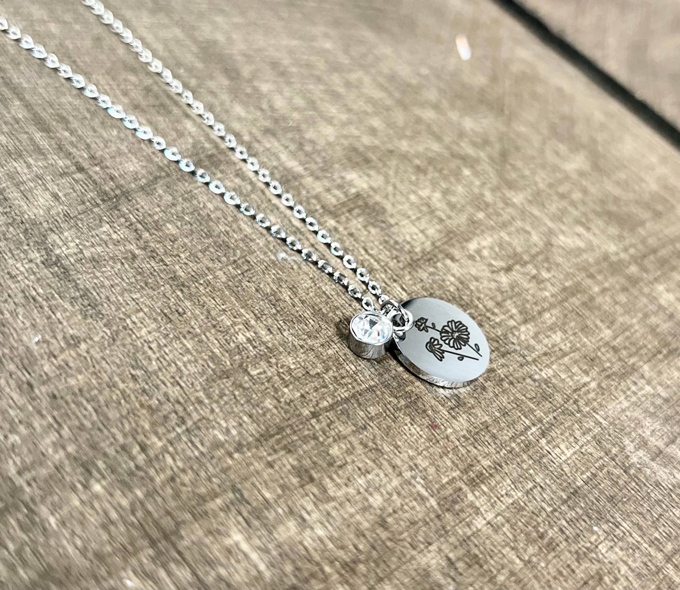 Briano Wholesale - Wholesale Pendant/Charm Necklace - Silver Birth Flower Necklaces - Stainless Steel3