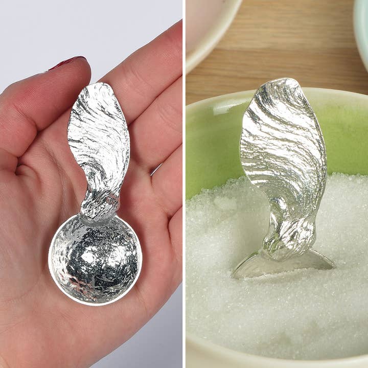 Sycamore Seed Small Pewter Sugar Spoon for wholesale by Glover & Smith