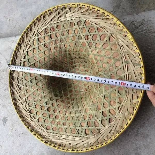 everythingbamboo - Wholesale Strohoed - Dames - Bamboe hoed blad handgemaakte traditionele oosterse hoed, zonwaterdicht kostuumfeest6