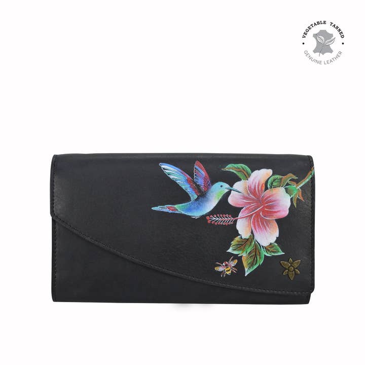 Hand-Painted Leather Accordion Flap Wallet - 1174 for wholesale by Anuschka | Vanya Lara (USA)