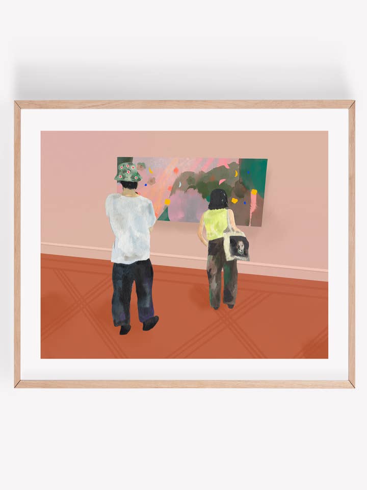 Couple au musée d'art Art Print pour la vente par Persika Design Co.