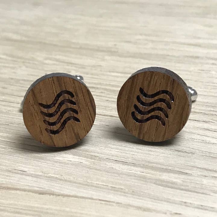 Wooden cufflinks - fire - the elements series for wholesale by Sac de Noeud