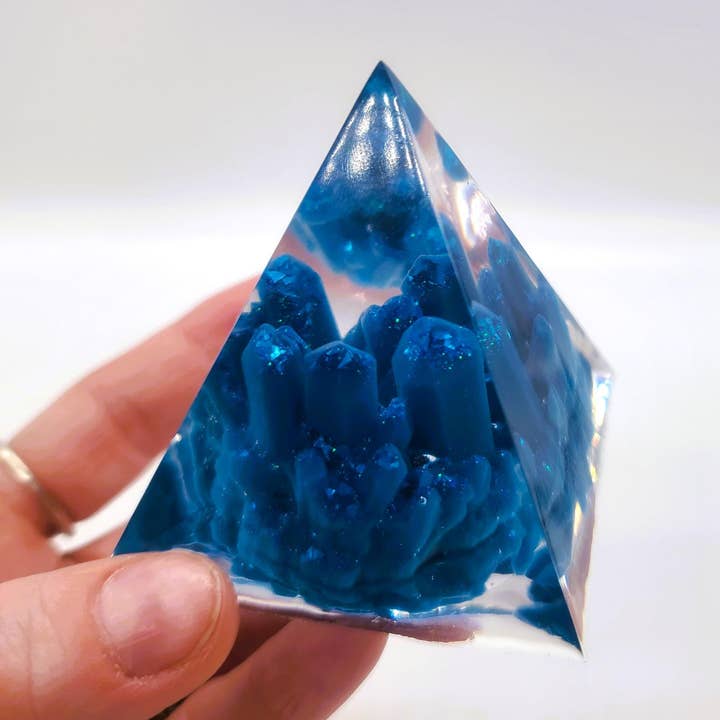 Eco-Friendly Orgonite Pyramid with Crystal Quartz for wholesale by Slightly Askew Art