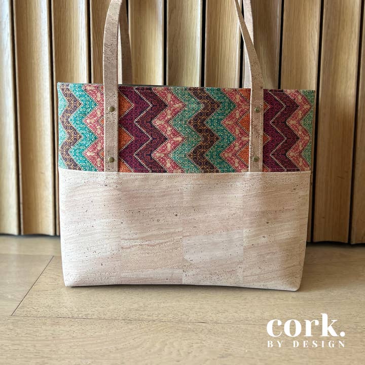 Guida Cork Tote Bag - Chevron for wholesale by Cork By Design