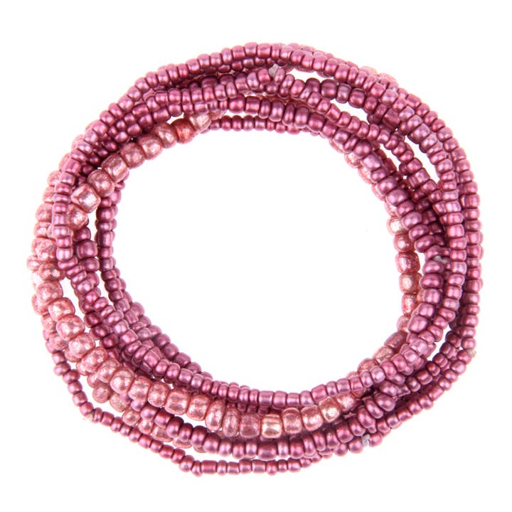 Beaded bracelets 8 pcs mixed size beads pink metallic for wholesale by Erik & Mike