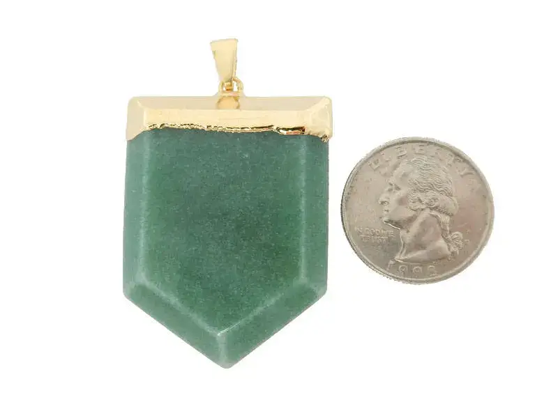 Jewelers Paradise - Wholesale Individual Charm/Pendant - Crystal Shield Pendant Electroplated 24k Gold/Silver4