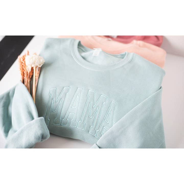 Embroidered Mama Bella Canvas Crewneck Sweatshirt for wholesale by Nunu's Studio