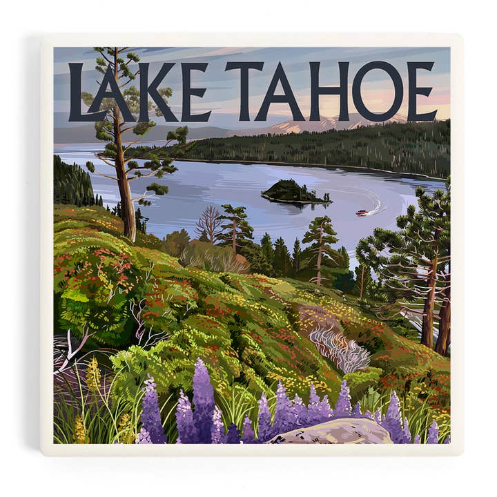 CERAMIC COASTER Lake Tahoe, Emerald Bay Scene for wholesale by Lantern Press