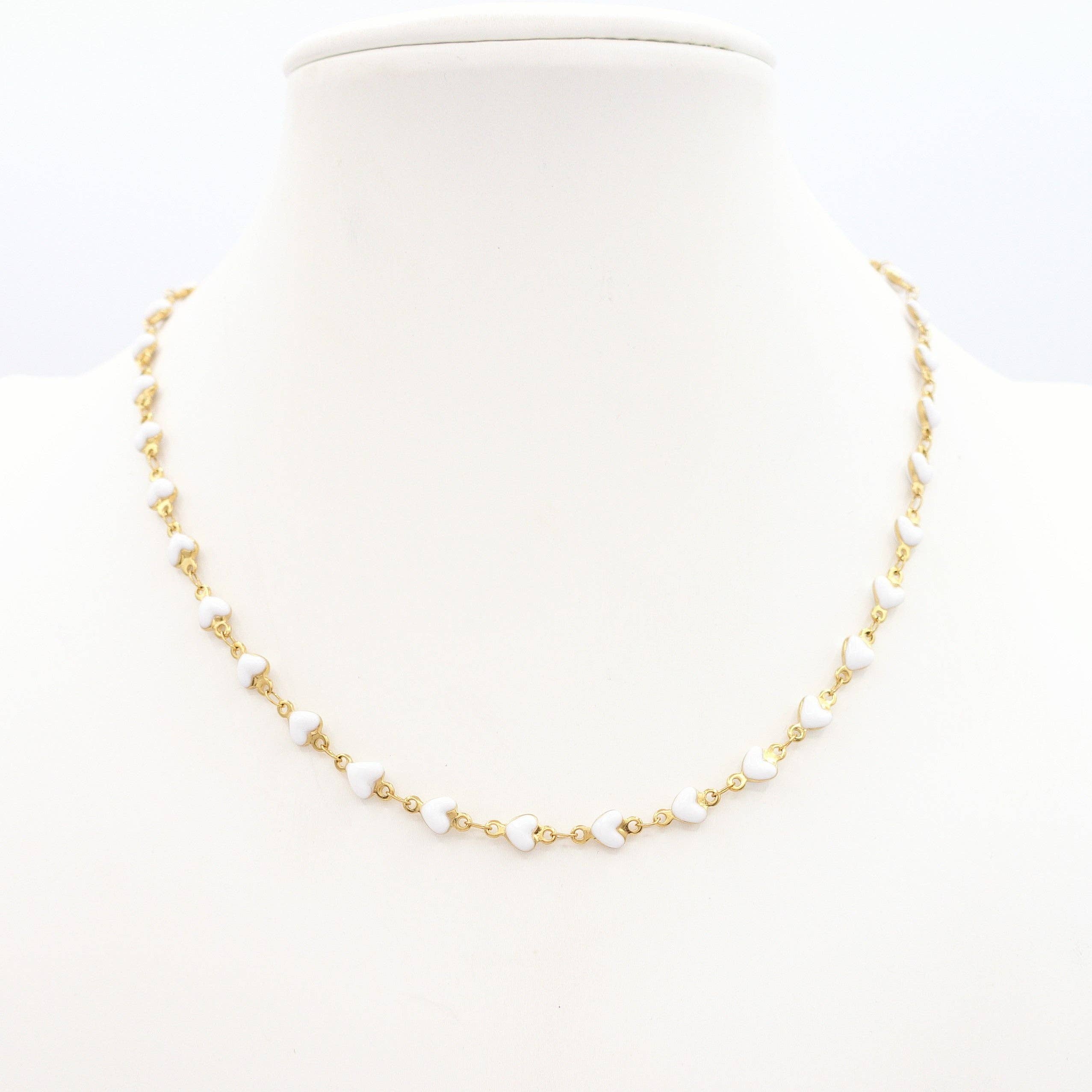 Daemon srls – Engroshandel Perlehalskæde – TAHITI~ halskæde i rustfrit stål med emaljerede hjerter3