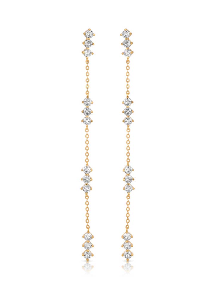 Linear Crystal Drop Earrings for wholesale by Ettika