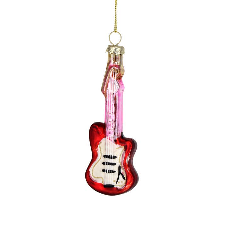 Electric Guitar, Vintage Instrument Glass Christmas Ornament for wholesale by Chive