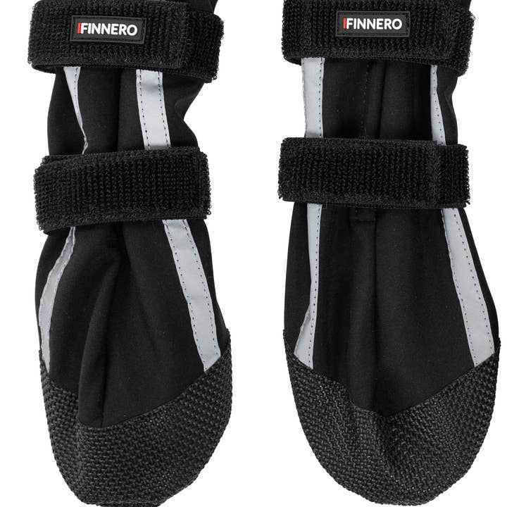 black NEW: FINNERO HALLA Softshell Dog Booties, 4 pcs/pack for wholesale on Faire6