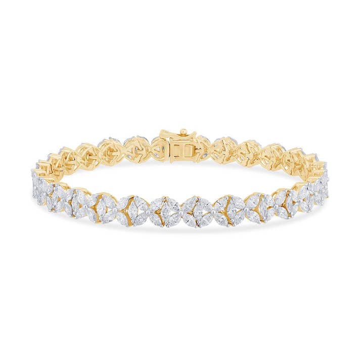 Pulseira de Ouro 14Kt com 6.44 CTW Marquise Vs Cultivado em Laboratório Certificado por atacado de White Rock