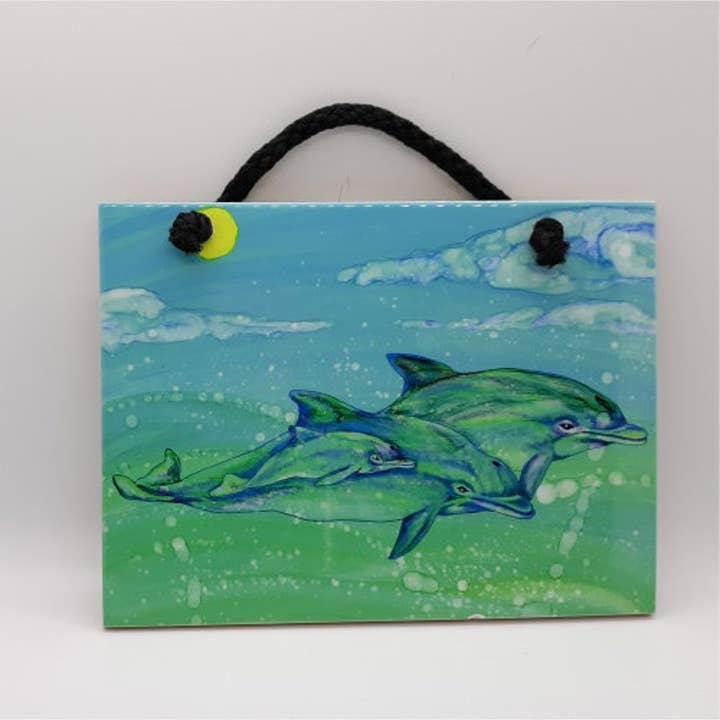 Dolphin Family Keramiske Fliser for engroshandel hos Florida Vibes Art / Mungo Key Designs