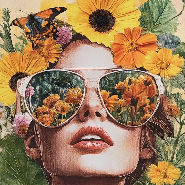 Fripperies - Wholesale Everyday Greeting Card - Summer Season: Through Flower-Tinted Glasses | Card Fripperies0