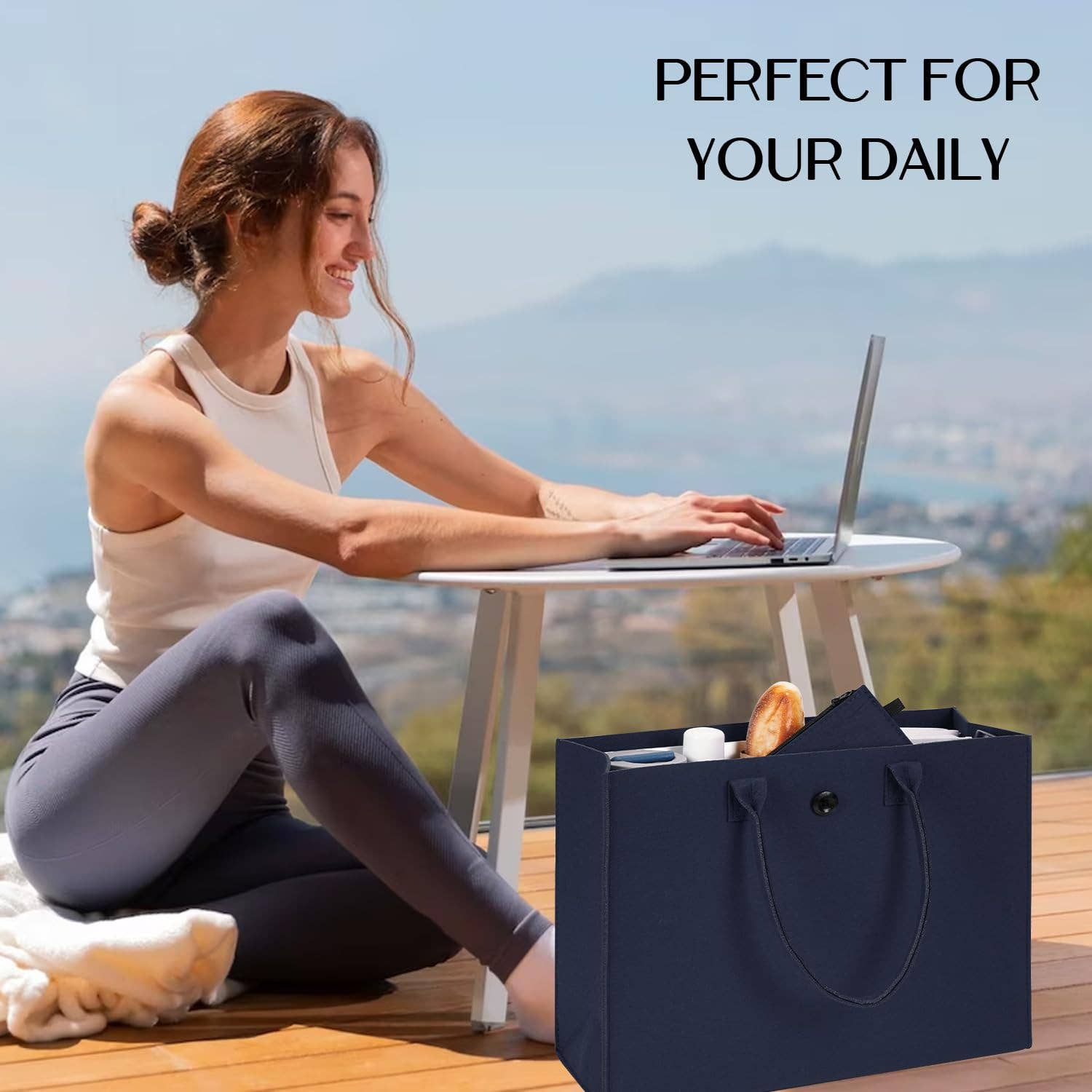 wandf – wholesale Livsmedels-/Shoppingväska – ECOHUB tålig återanvändbar kasse i återvunnet filttyg48