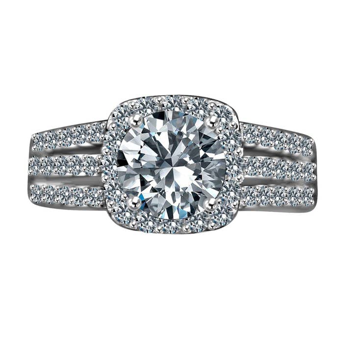 Ring mit rundem Diamantfurnier, 2 Karat, Cubic Zirkonia. 635R4009 für den Großhandel von Diamond Veneer Travel Jewelry