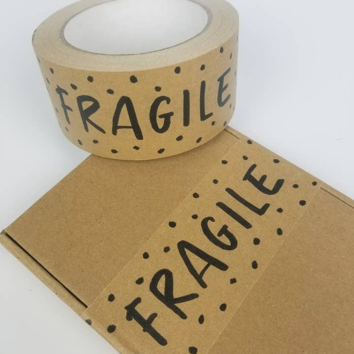 Tissue & Tape - Wholesale Tape - 'Fragile' on brown paper | Packaging tape - 50mm