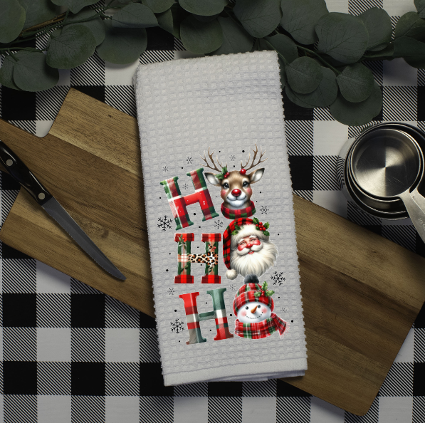 Prairie Chicken Sticker Shop & Gifts - Vente Torchons - Torchon à vaisselle en tissu gaufré de Noël Ho Ho   1