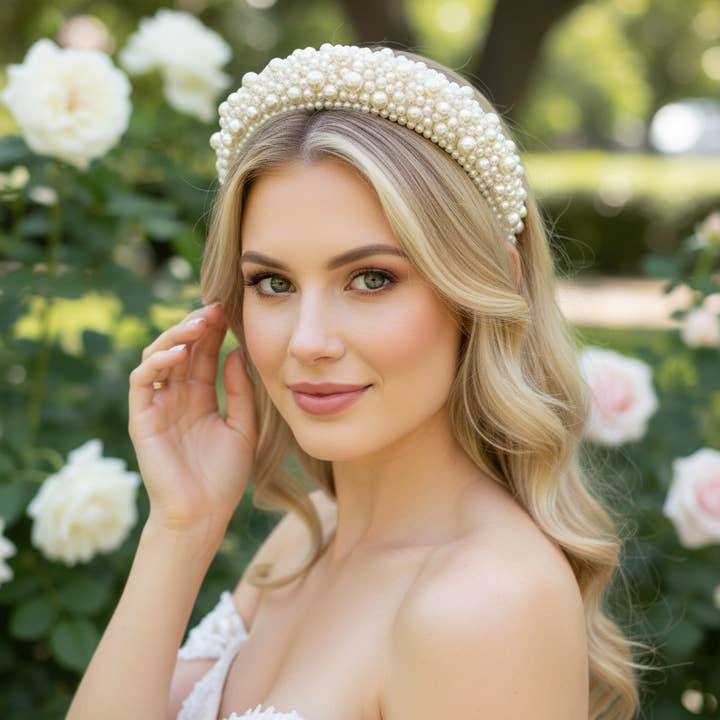 Serre-tête luxe avec perles ivoire - AHB166 pour la vente par Athena Bridal Jewellery