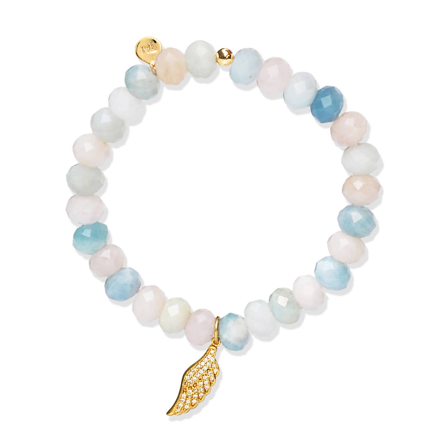 Aile/ BS Bracelet extensible à perles fait main avec pendentif aile en vente sur Faire0