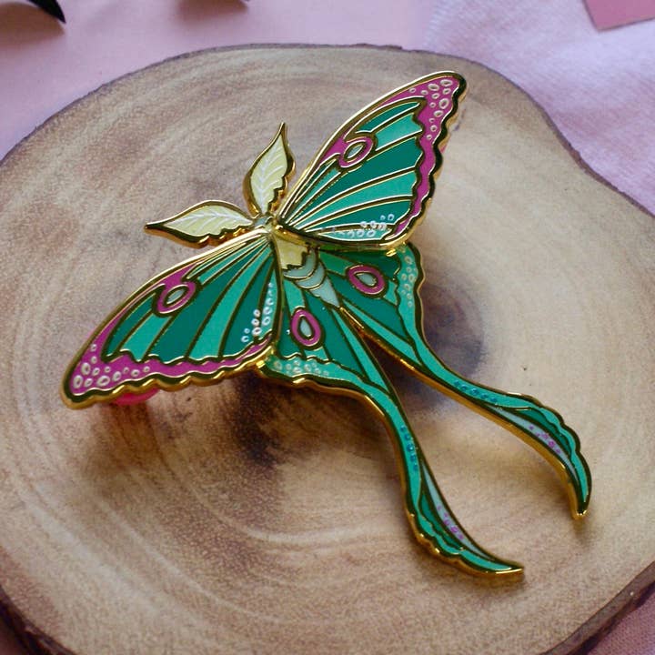 Luna - Moving Moth - Enamel Pin for wholesale by Flutter & Fern