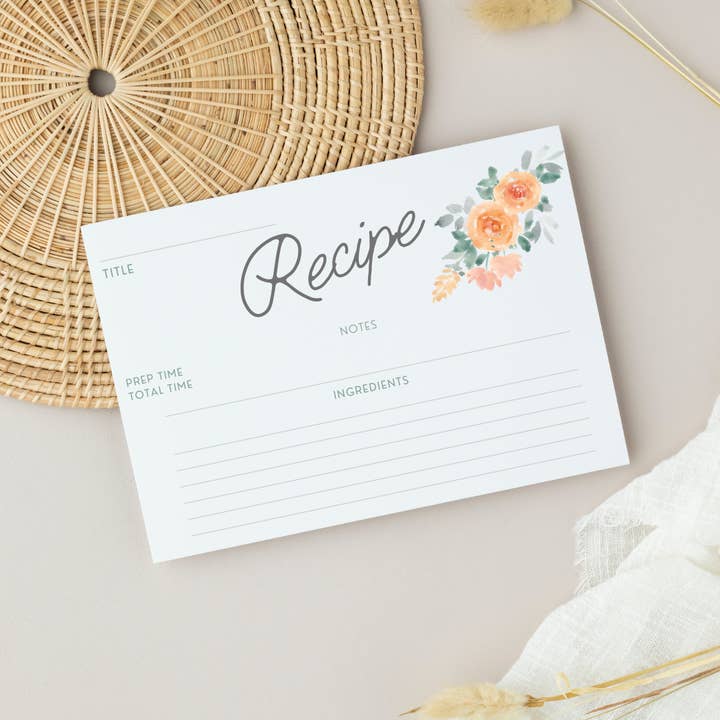 Boho Floral Recipe Card Set of 10 Recipe Cards for wholesale by My Country Story