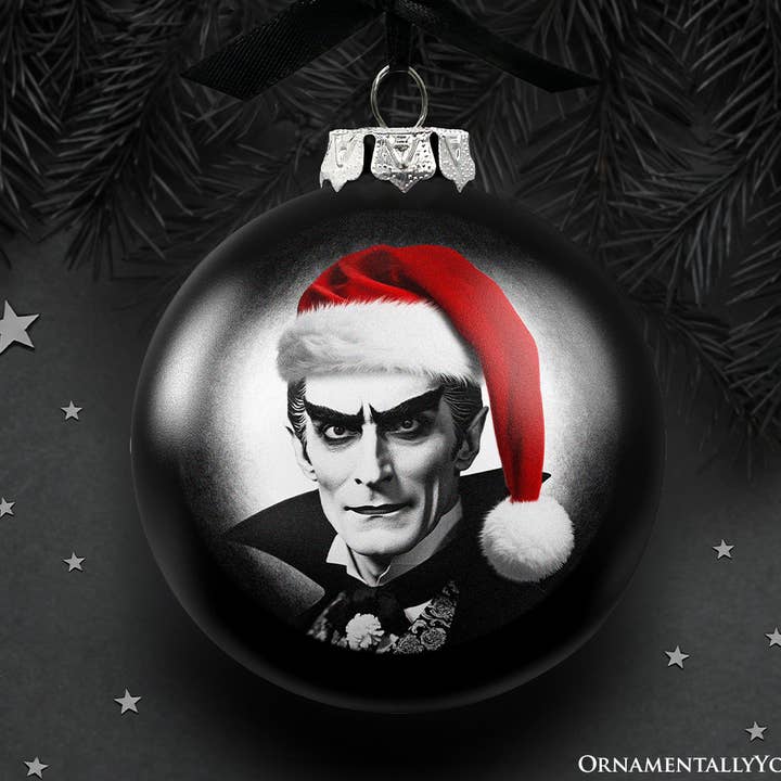 Dracula Gruseliges Weihnachtsporträt aus Glas für den Großhandel von OrnamentallyYou