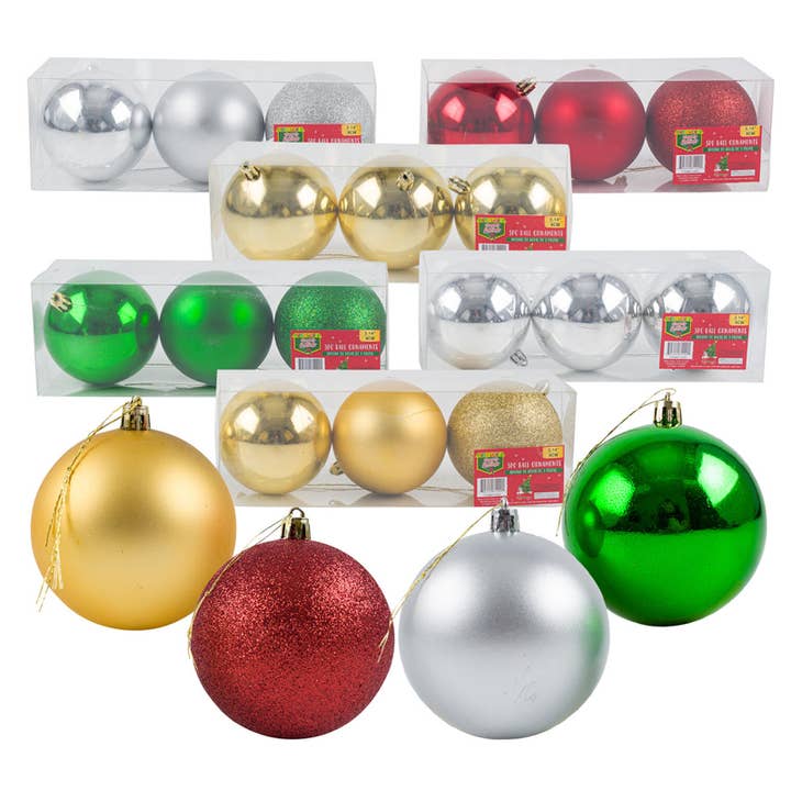 3pc Christmas Ball Ornaments Set - Assorted for wholesale by Deluxe Import Trading