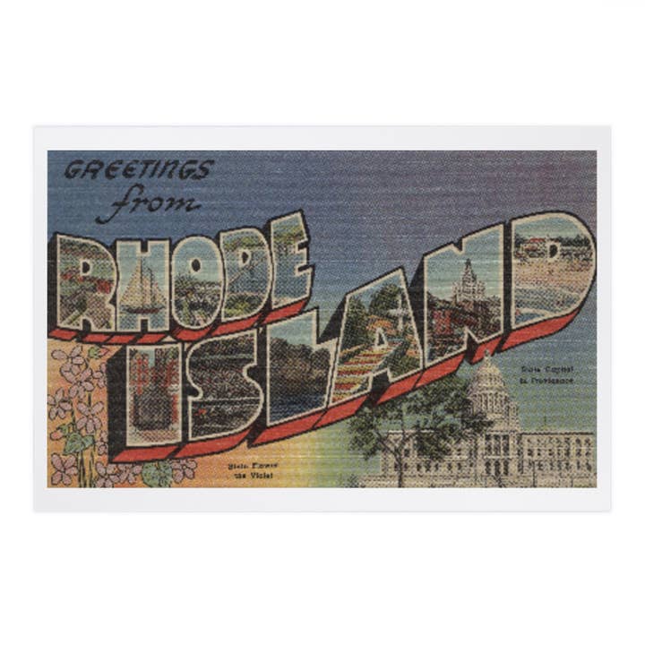 POSTALES PREMIUM Saludos desde Rhode Island para venta al por mayor de Lantern Press