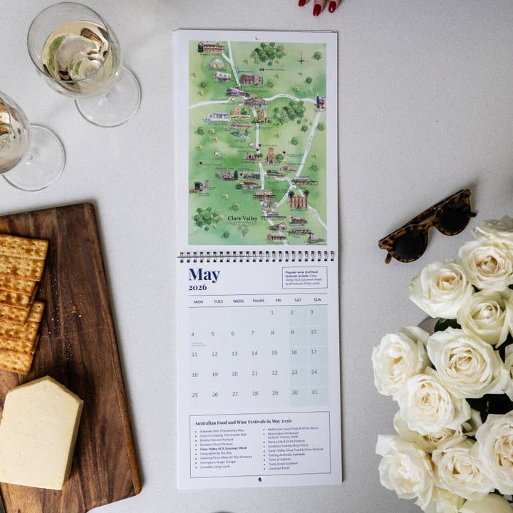 Australian Map Gifts - Wholesale Calendar - A4 Australian Food & Wine Festivals Calendar January 2026-March 202716