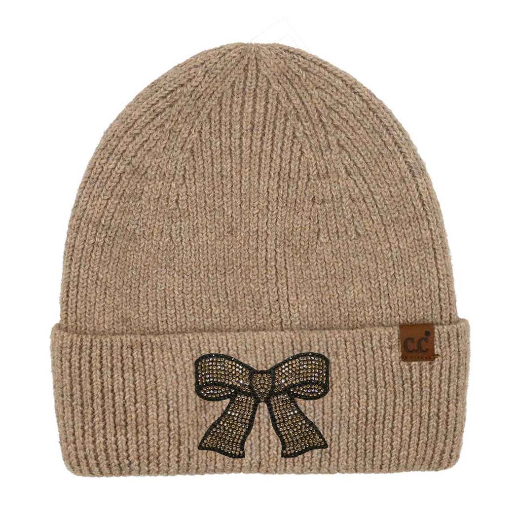 Fashion City - Wholesale Beanie - Women's - Rhinestone Ribbon Bow Embellishment Beanie6