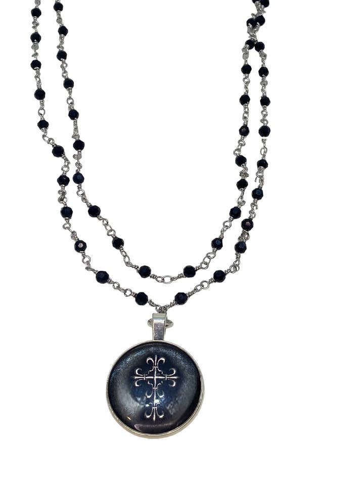 Rosary Silver Cross Necklace for wholesale by LOYAL MUSE