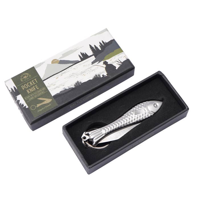 CGB Giftware – Navalha e suporte por atacado – Reel Fly Fishing Co. Canivete de peixe