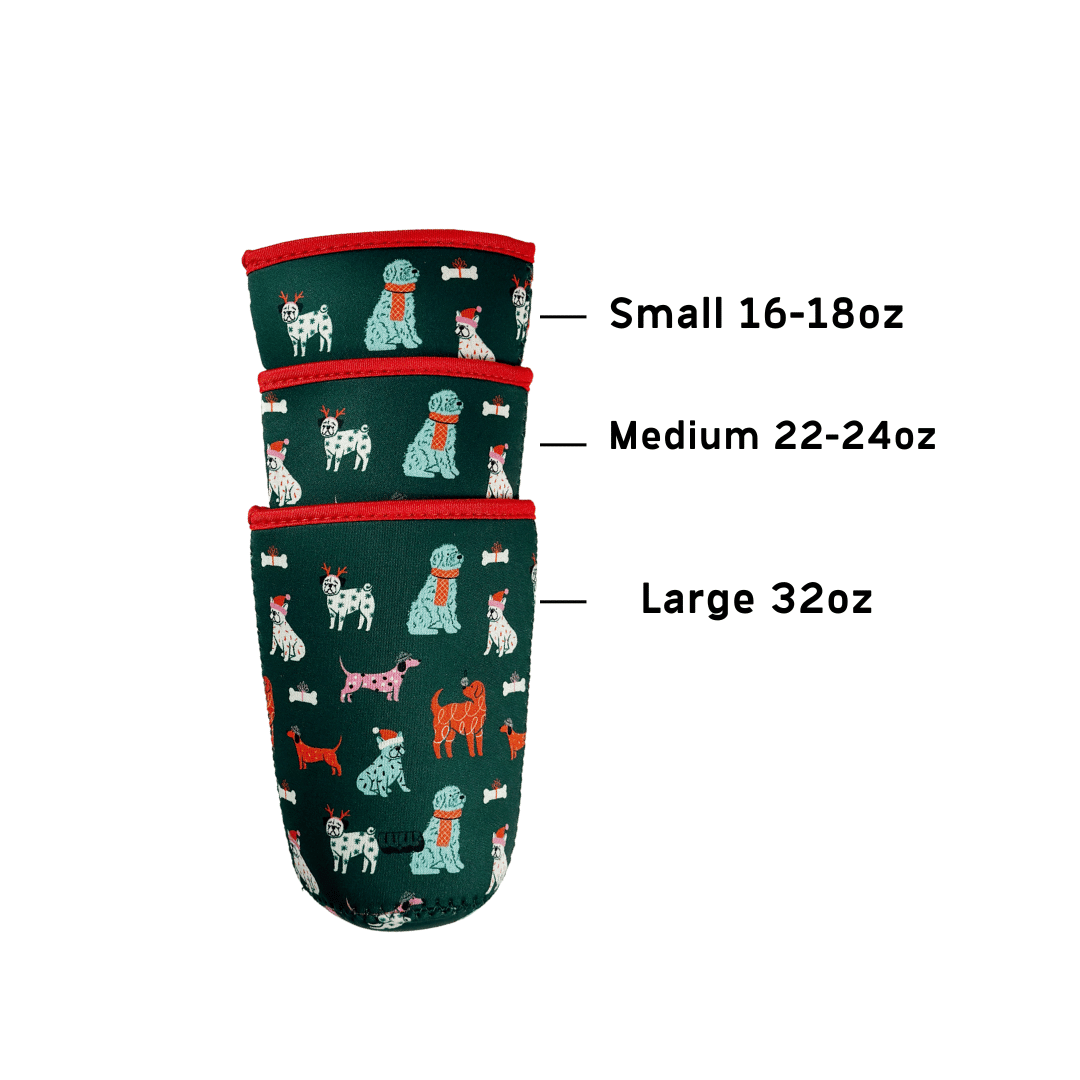 Woof & Wonder - Vente Housses de boisson - Housse pour boisson à café Holiday Dogs Koozie1
