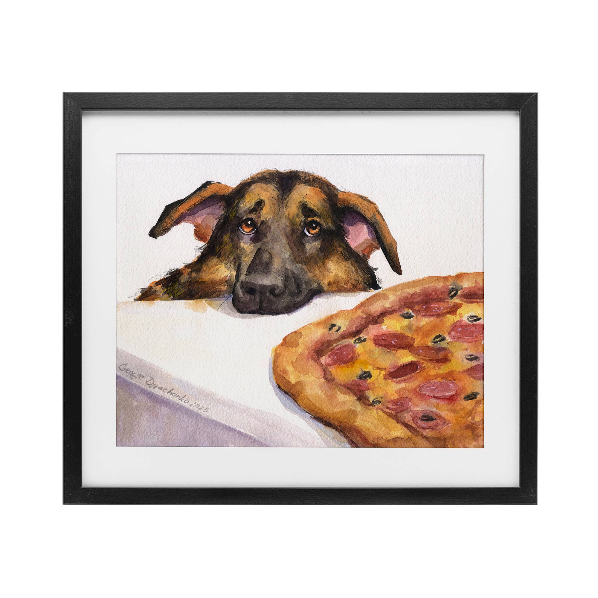 Stupell Industries - Wholesale Wall Sign - German Shepherd with Pizza - Print Under Glass Wall Art0