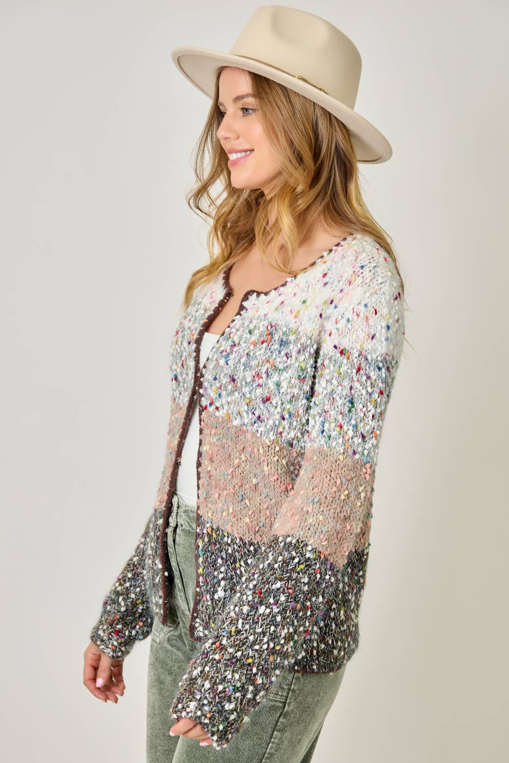 Mystree - Wholesale Cardigan - Women's - 61203 Melange Color Blocked Cardigan 11