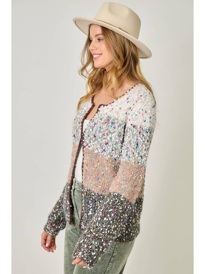 Mystree - Wholesale Cardigan - Women's - 61203 Melange Color Blocked Cardigan 11