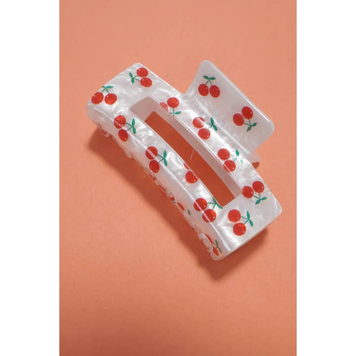 JOSSLYN by wall to wall - Wholesale Hair Clip - Women's - JUMBO CHERRY BOW RECTANGLE HAIR CLAW CLIPS | 40H824