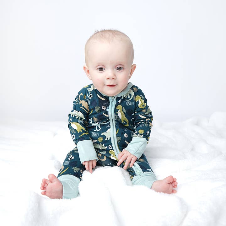 Emerson and Friends - Wholesale Sleepsuit – Baby - Prehistoric Friends Dinosaur Baby Pajama Bamboo Baby Pajamas Convertible Romper2