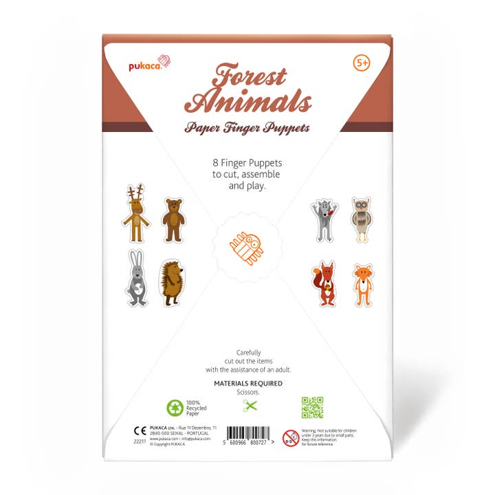pukaca - Wholesale Finger Puppet - Kids & Baby - Forest Animals Paper Finger Puppets