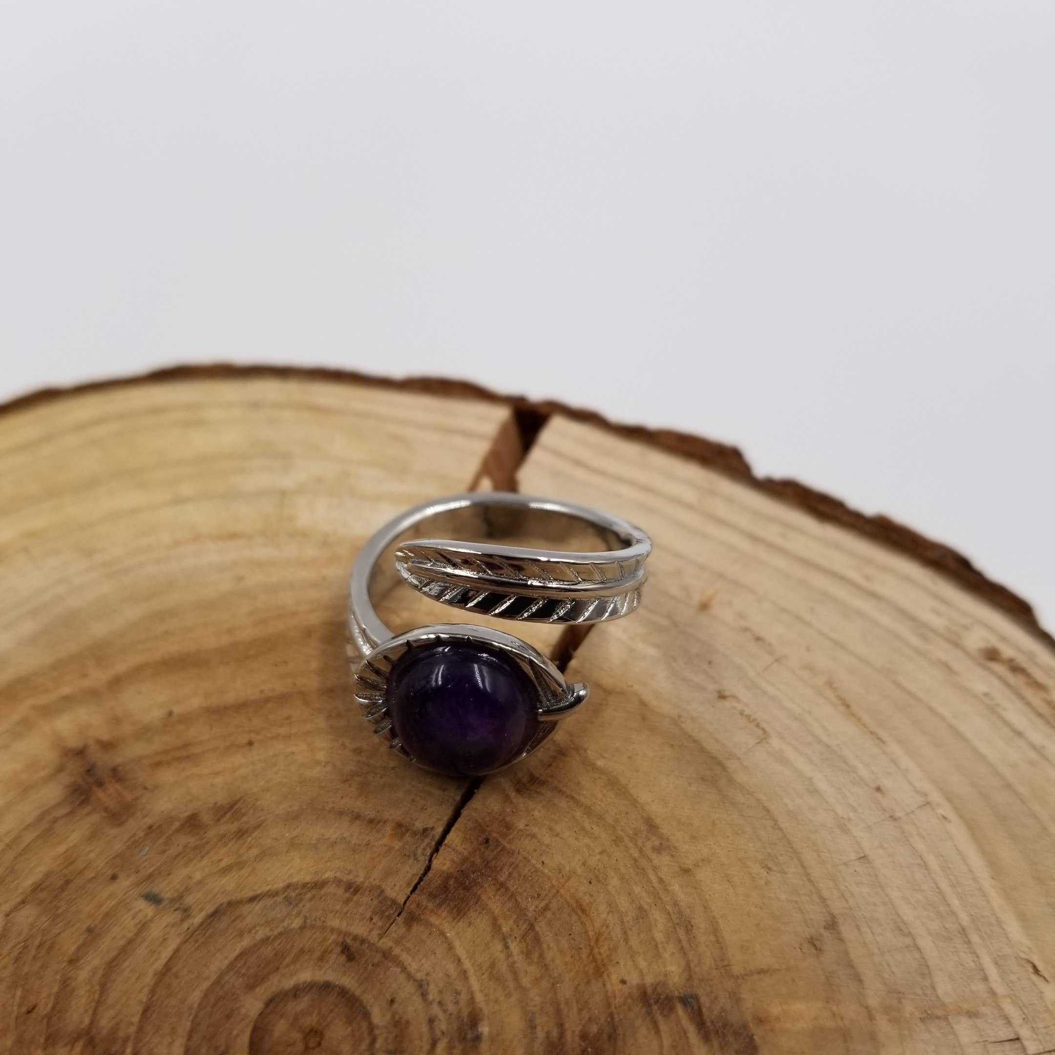 CHAKRA JEWELRY - Wholesale Single Stone/Solitaire Ring - Vintage Silver Natural Stone Open Ring4