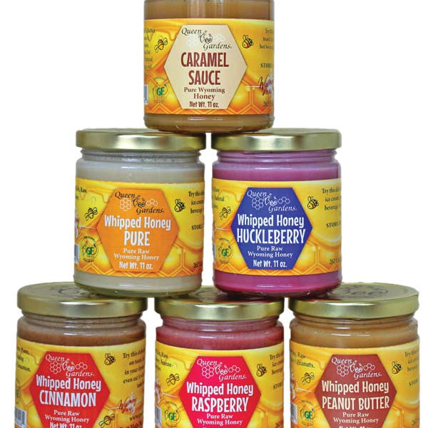 Mixed Case of whipped honey for wholesale by Queen Bee Gardens