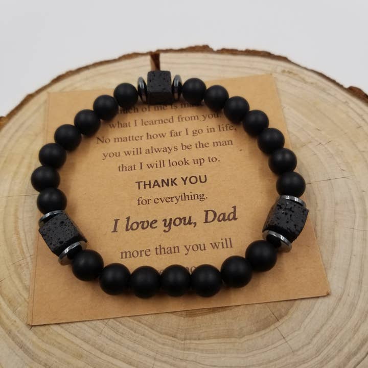 CHAKRA JEWELRY - Wholesale Beaded Bracelet - Frosted Stone & Volcanic Stone Bracelet Father's Day