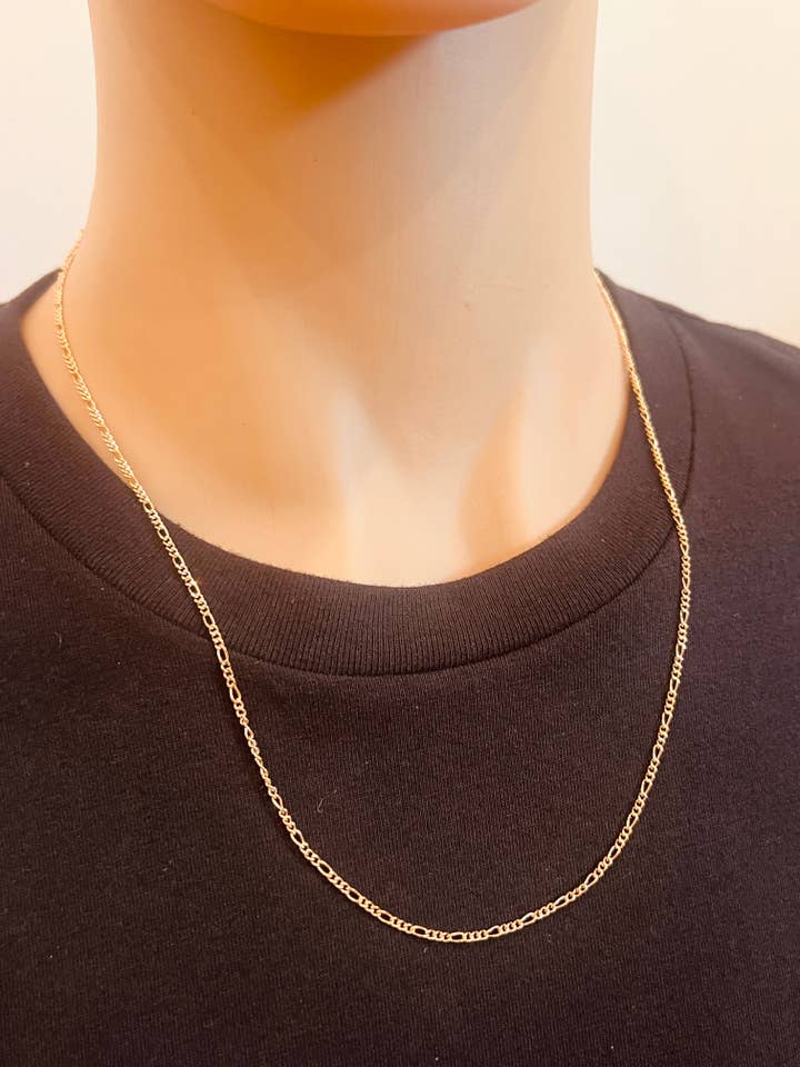 Gold Filled Figaro Chain | 1mm Dainty Unisex Necklace for wholesale by Haus of Monogram