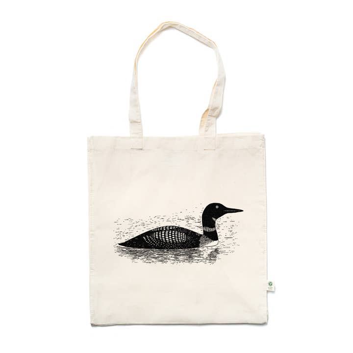 Our Wild Puget Sound - Wholesale Tote Bag - Unisex - Common Loon Screen Printed Organic Cotton Tote Bag