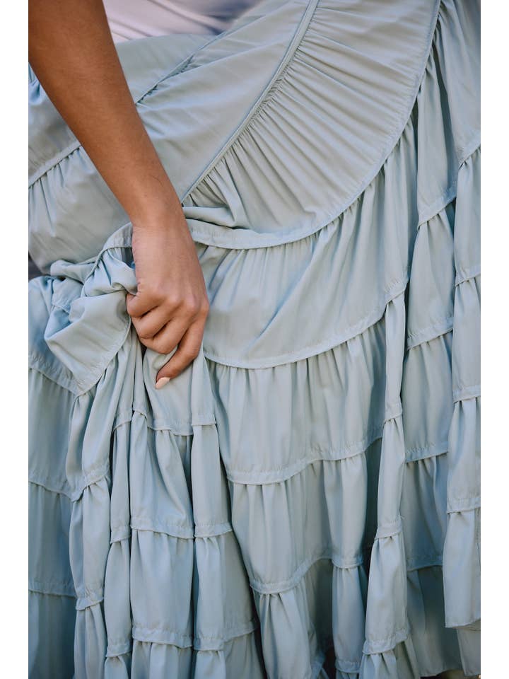 RAISONNEL - Wholesale Skirt - Women's - Elasticated Waist Tiered Maxi Skirt - RS103515